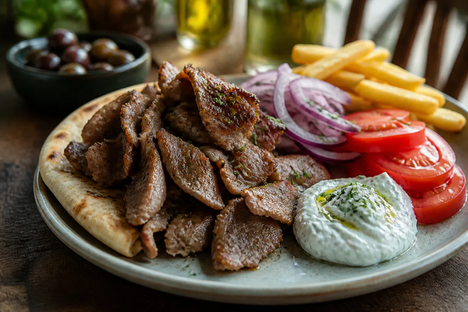 Greek gyros served at Zaytoon Mediterranean Grill in Centennial, Colorado