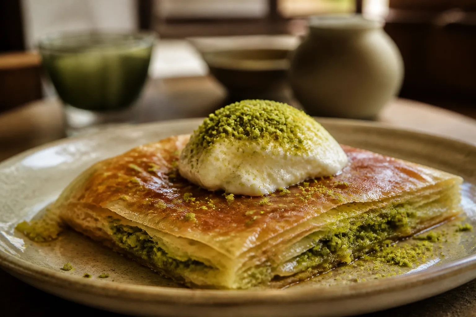 Katmer served at Zaytoon Mediterranean Grill in Centennial, Colorado