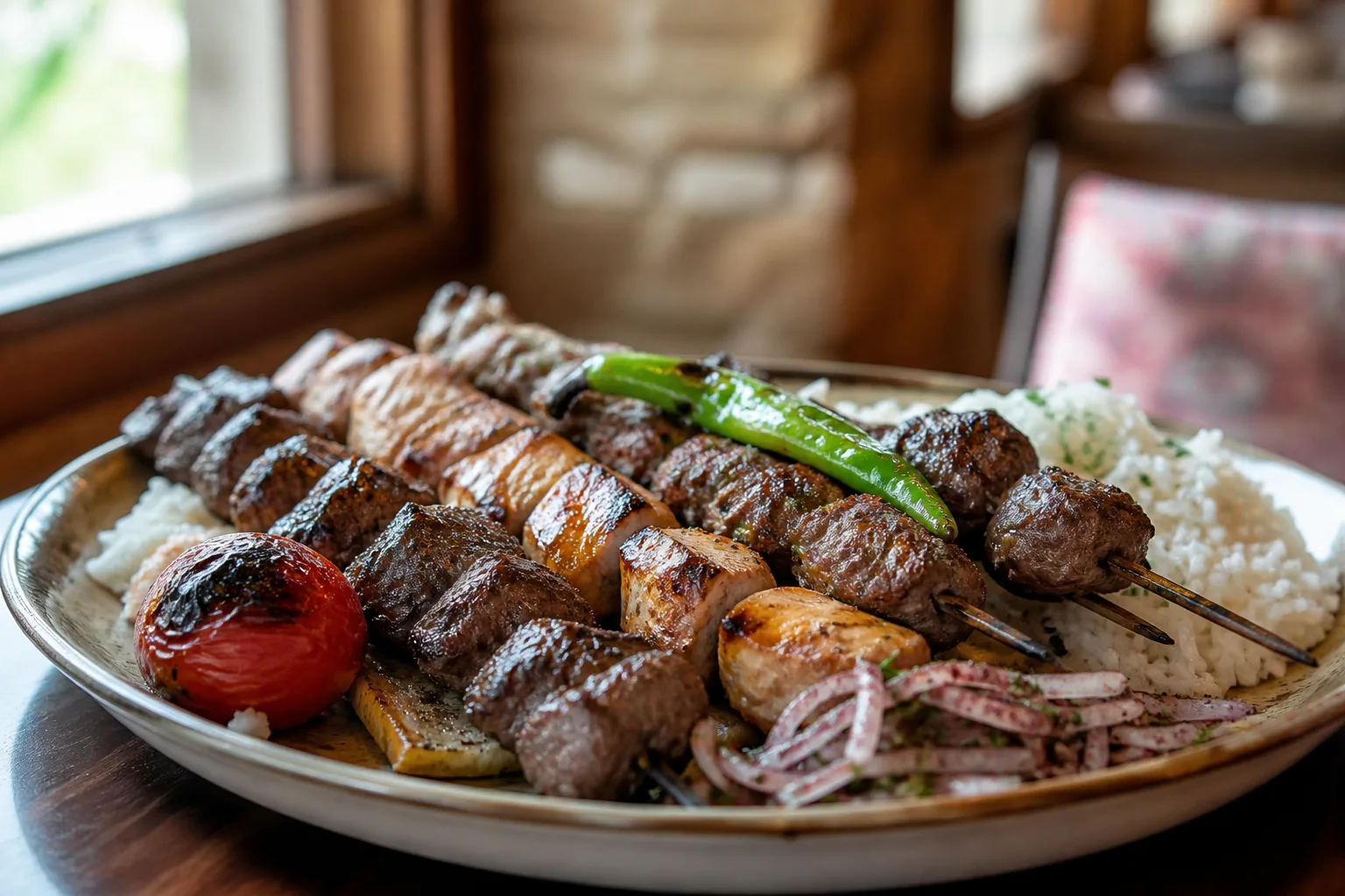 Grilled kebabs served at Zaytoon Mediterranean Grill in Centennial, Colorado