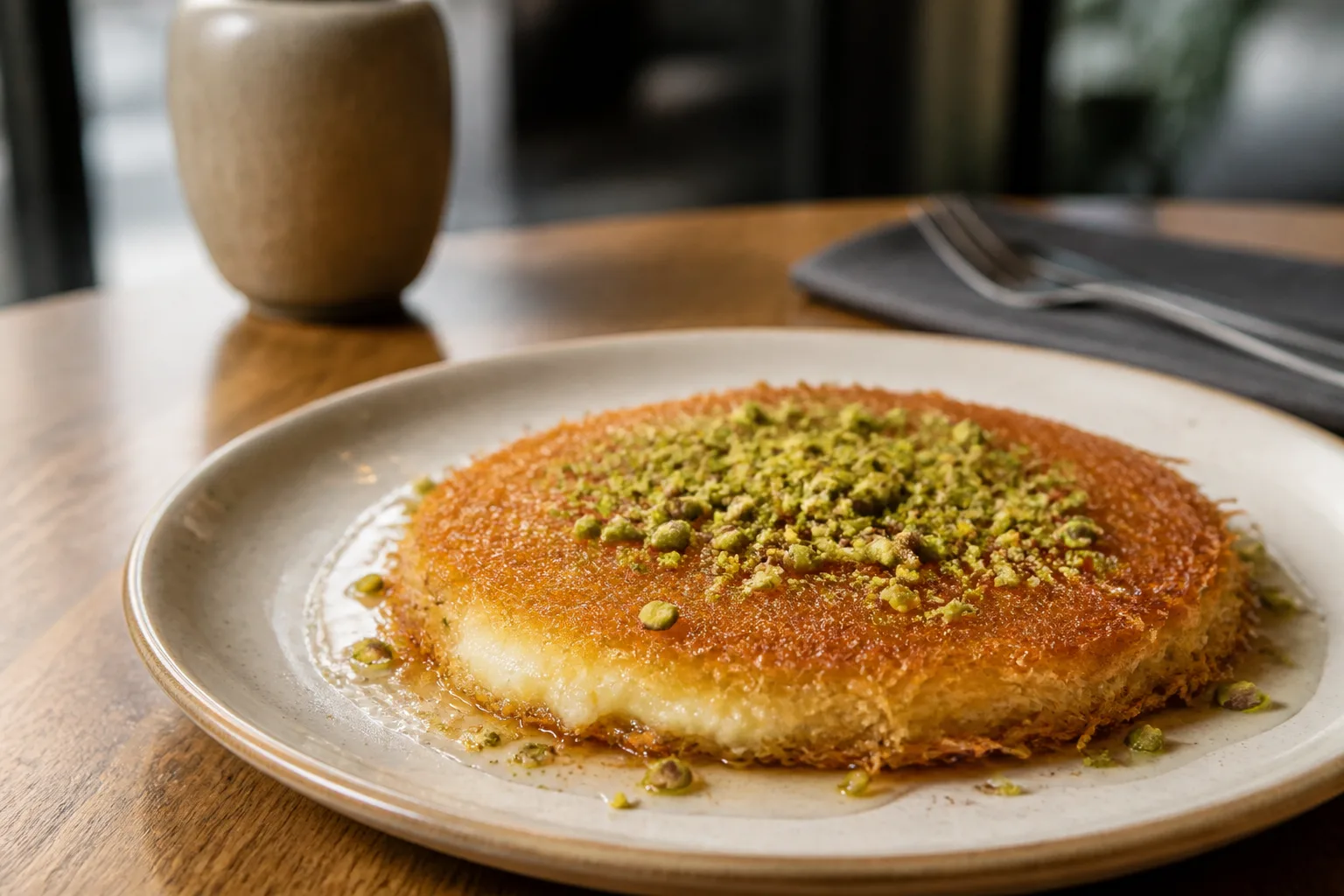 Kunefe served at Zaytoon Mediterranean Grill in Centennial, Colorado