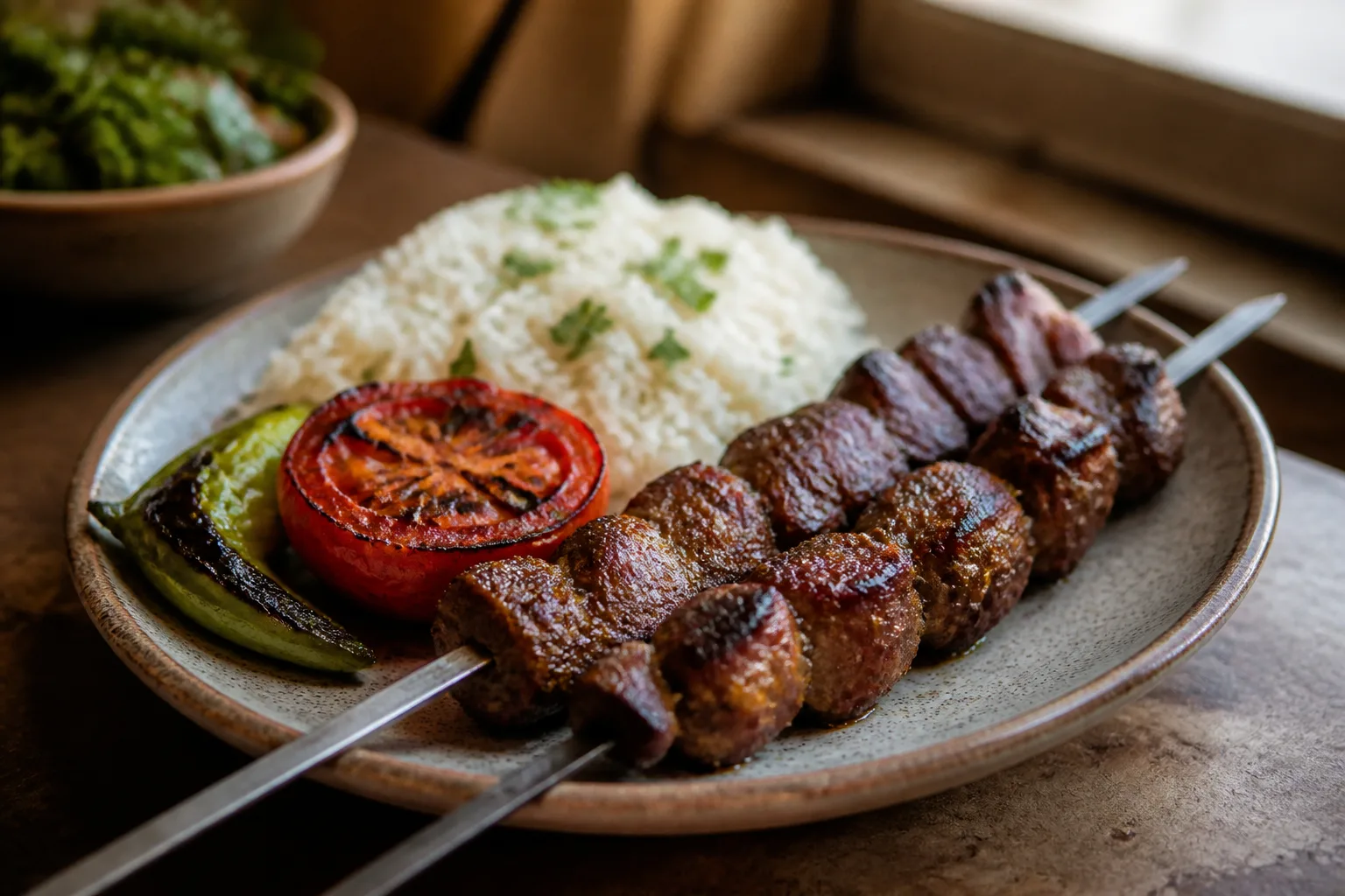 Lamb kebab served at Zaytoon Mediterranean Grill in Centennial, Colorado