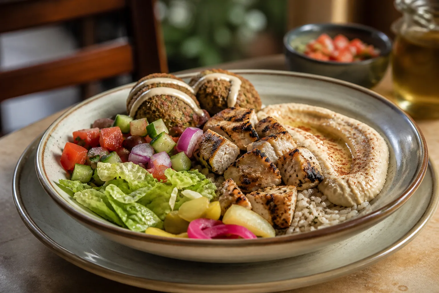 Mediterranean bowl served at Zaytoon Mediterranean Grill in Centennial, Colorado