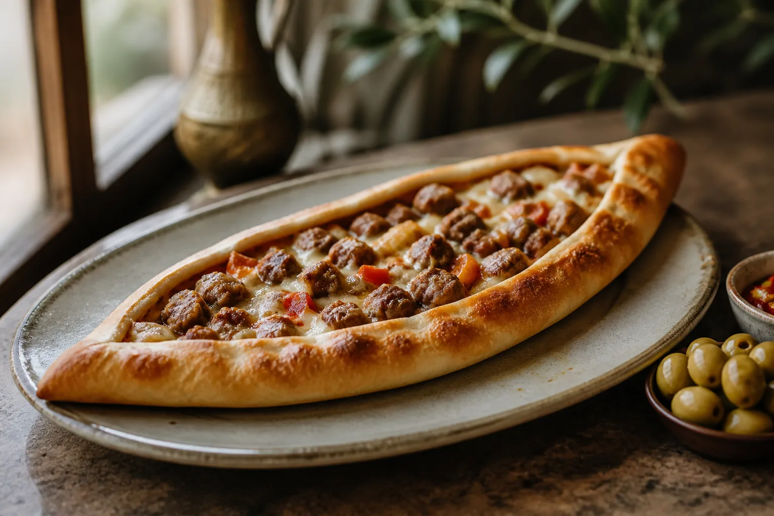 Turkish pide served at Zaytoon Mediterranean Grill in Centennial, Colorado