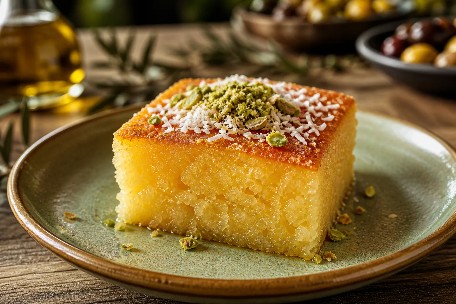 Revani served at Zaytoon Mediterranean Grill in Centennial, Colorado