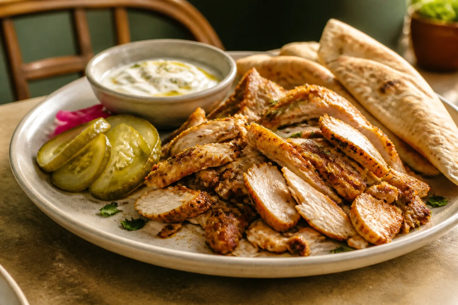 Chicken shawarma served at Zaytoon Mediterranean Grill in Centennial, Colorado