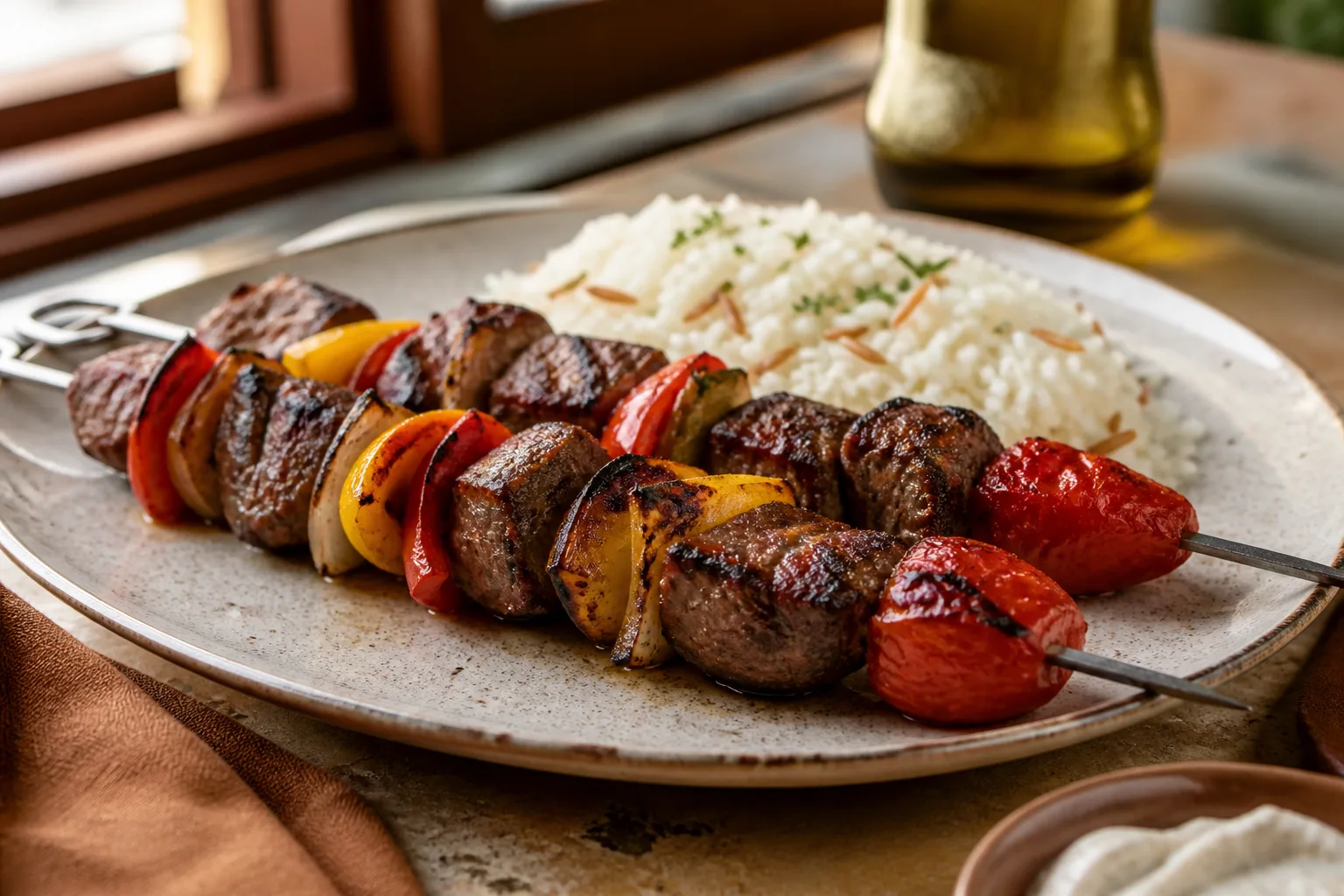 Shish kebab combo served at Zaytoon Mediterranean Grill in Centennial, Colorado