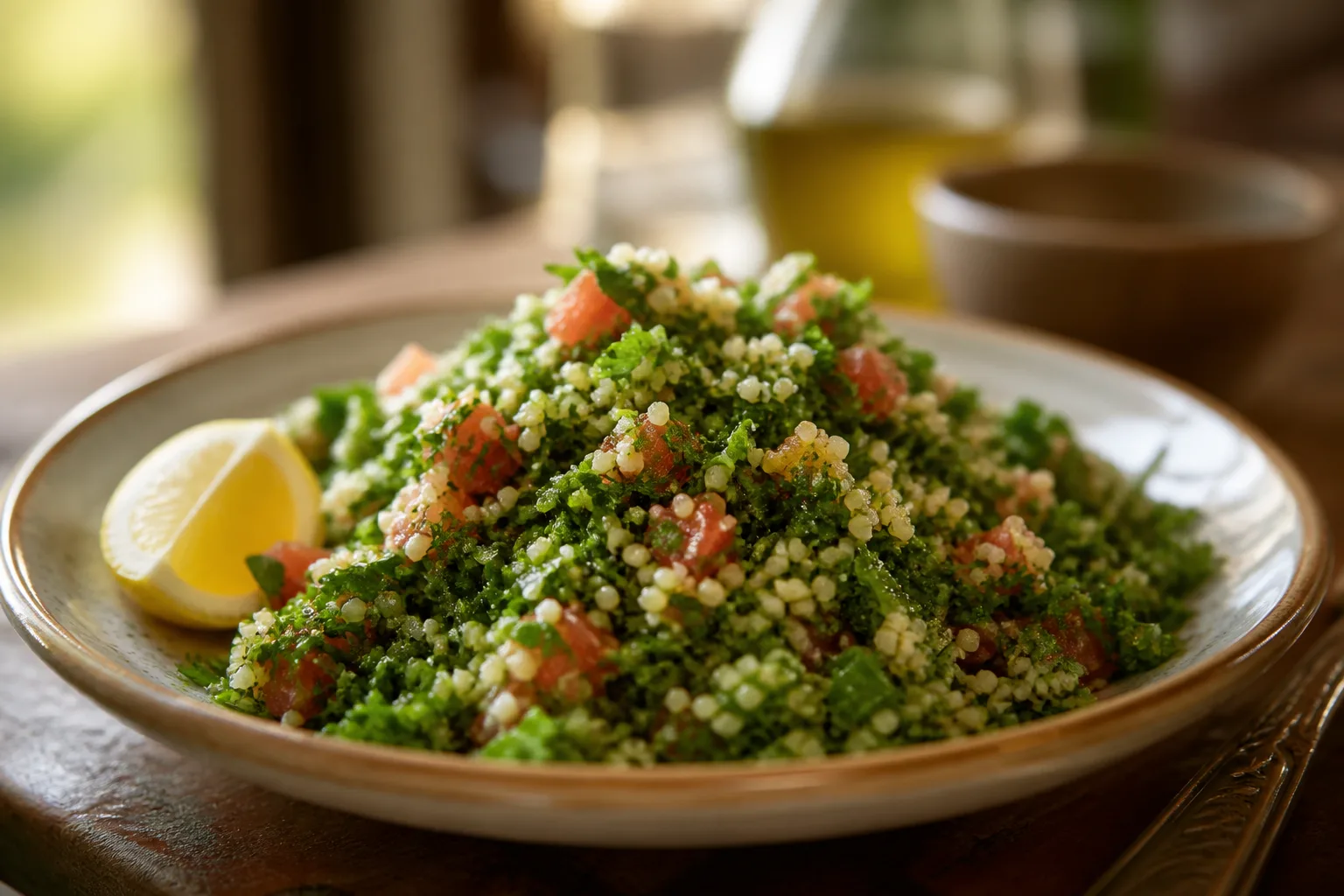 Tabbouleh served at Zaytoon Mediterranean Grill in Centennial, Colorado
